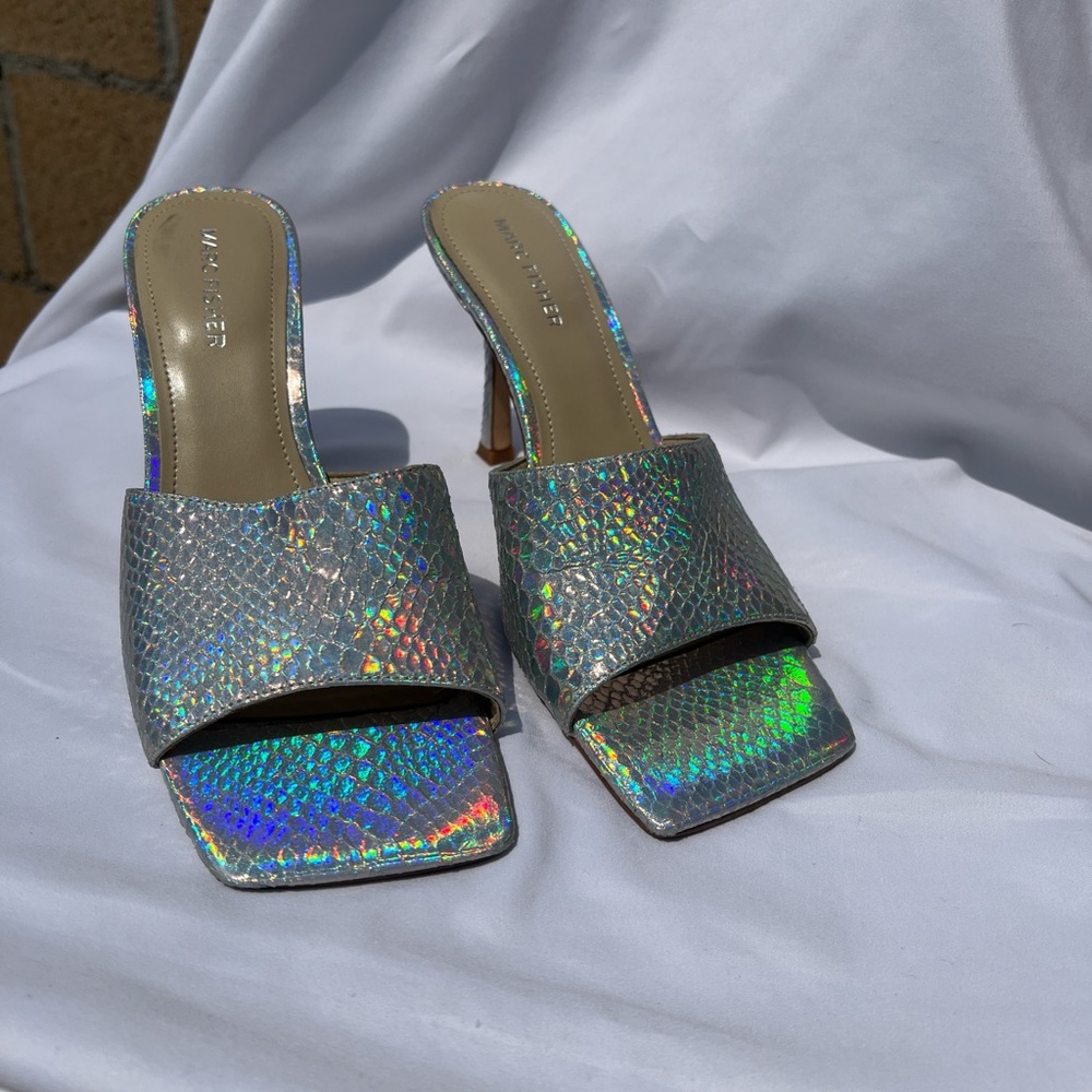 INC International Concepts Silver Heels with Square Open Toe